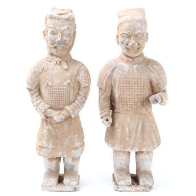 Lot 366 massive pair of chinese terra cotta warrior statues