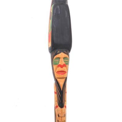 Lot 248 1987 nwc chief warrior wood carved raven rattle