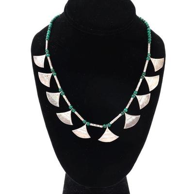 Lot 163 tuareg silver malachite necklace