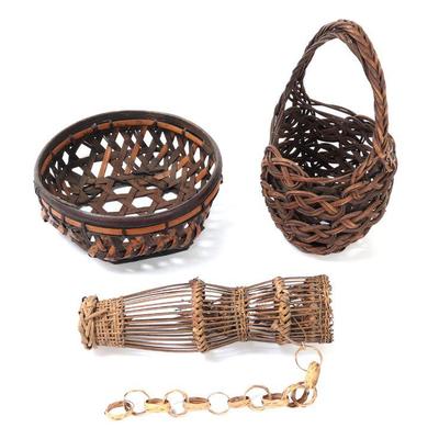 Lot 410 group of filipino baskets and fish trap