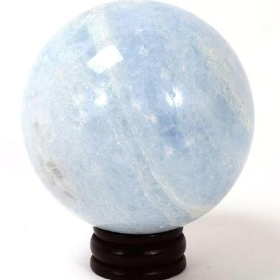 Lot 306 beautiful miniature aquamarine sphere on stand