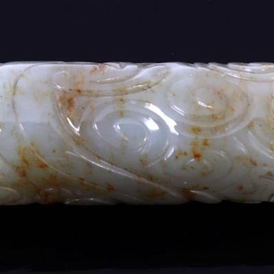 Lot 179 chinese mottled jade carved bead