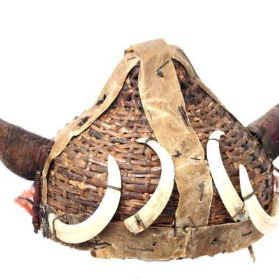 Lot 113 naga rattan braided headhunters helmet