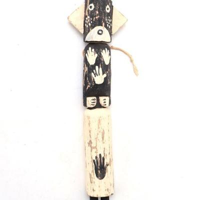 Lot 444 wood carved standing black white figure