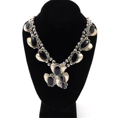 Lot 133 gorgeous black onyx squash blossom necklace