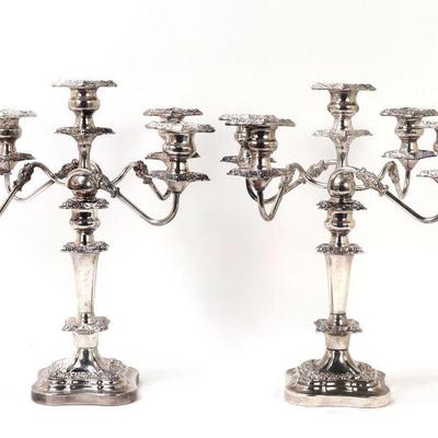 Lot 298 stunning pair of sheffield five light candelabra