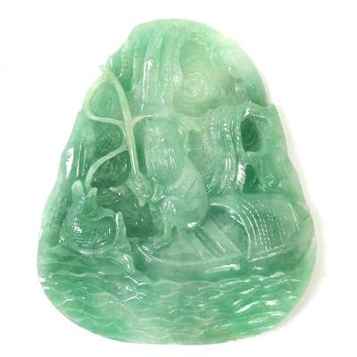 Lot 182 beautiful chinese jade style fisherman pendant