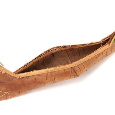 Lot 263 small birchwood canoe model