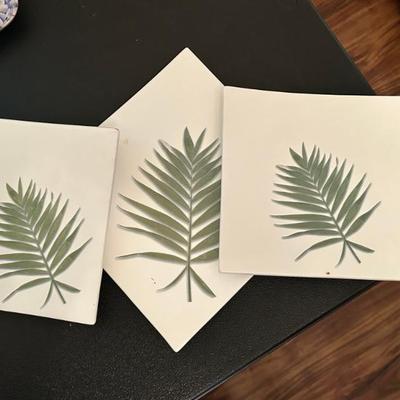 Franco Munari Bassano Italian Square Green Leaf Trivets 