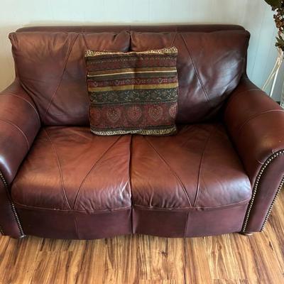Brown Leather Loveseat 