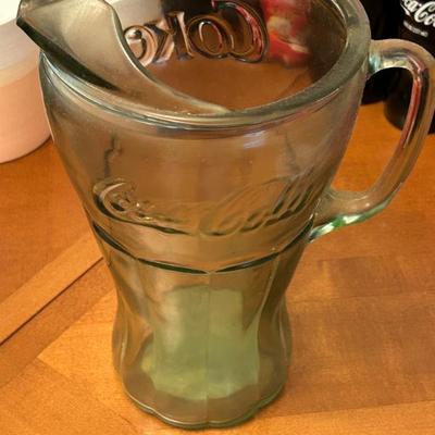 Green Glass 64oz Coca-Cola Pitcher 