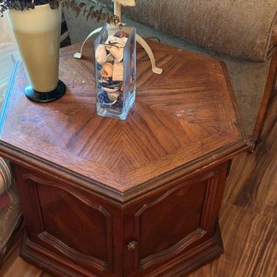 MCM Hexagon Wood End Table 