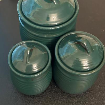 Set of 3 Stoneware Cannisters 