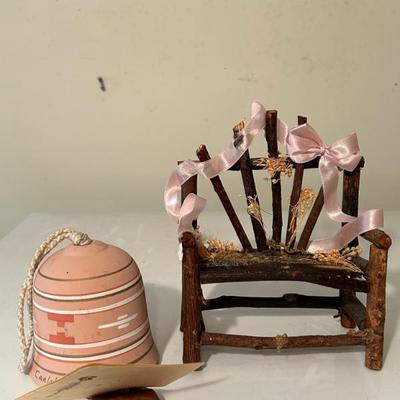 Vintage Southwestern Bell Chime and Handcrafted Doll Seat