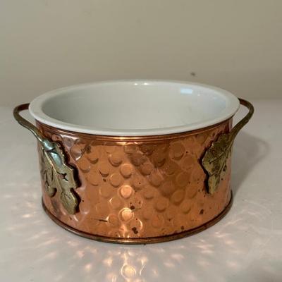 Vintage Hammered Copper Serving Dish 