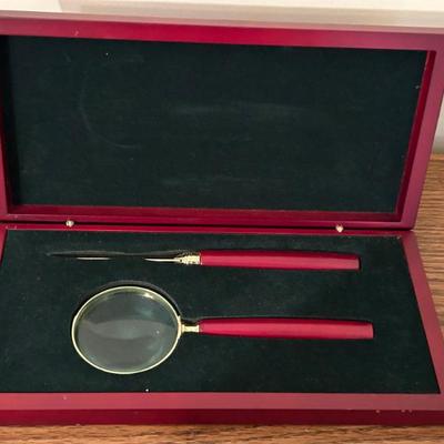 Letter Opener and Magnifying Glass Desk Set 