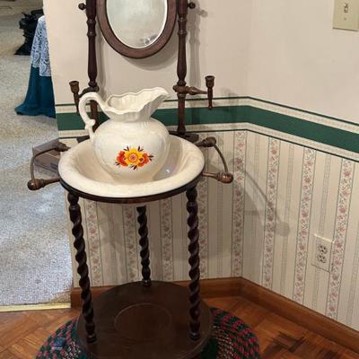 Antique Washstand w/ Pitcher and Bowl