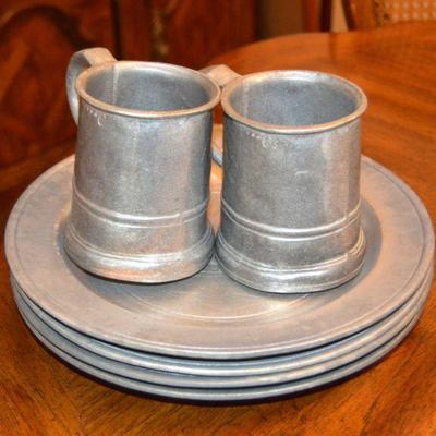 Pewter Cups and Plates
