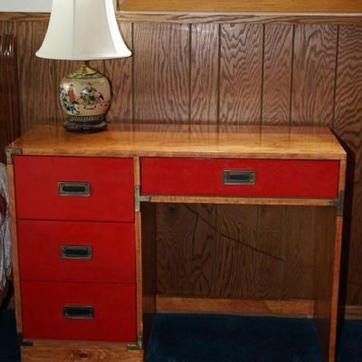 Student desk one of two. There are bookcases to match,