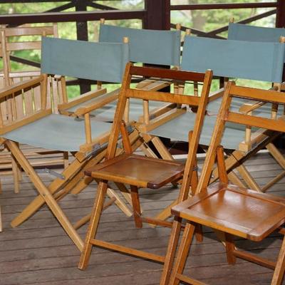 set of four deck chairs, 4 director chairs and more 
