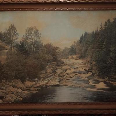 From the Knutzen collection is this print of Wisconsin Dells, this is a large colored photograph in period frame. 