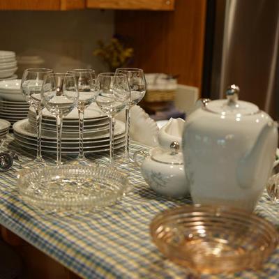 several sets of better dinnerware/ stemware etched from the 1960's -70's 