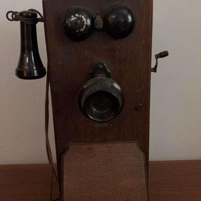Antique Hand Crank Wall Telephone