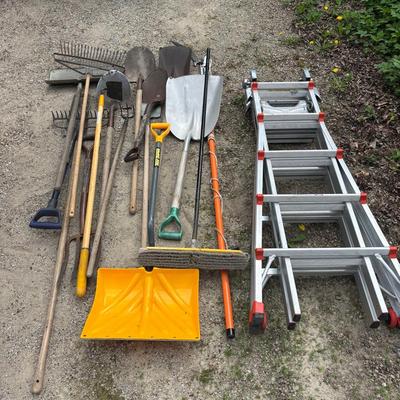 Garden Tools and “Little Giant” Ladder Lot 