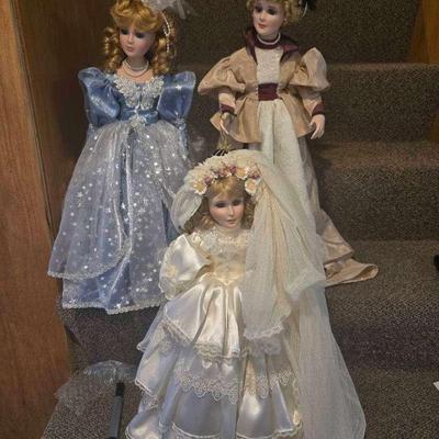 Tall Vintage Porcelain Dolls