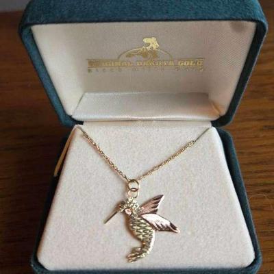 10K Gold Hummingbird Necklace 