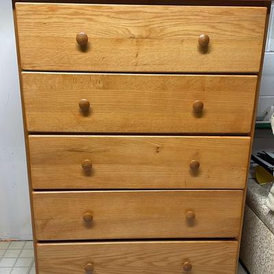 Five Drawer Wooden Dresser 