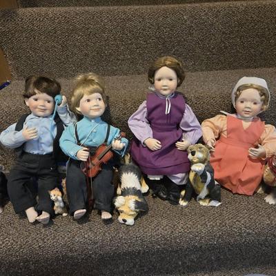 Amish Children Porcelain Dolls 