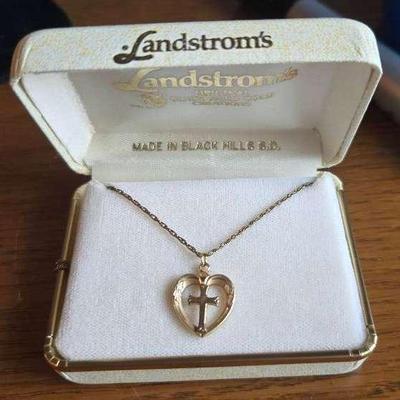 14K Gold Filled Heart Cross Necklace 