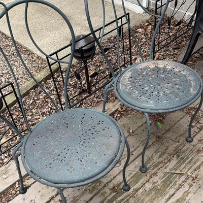Two Metal Lawn Chairs 