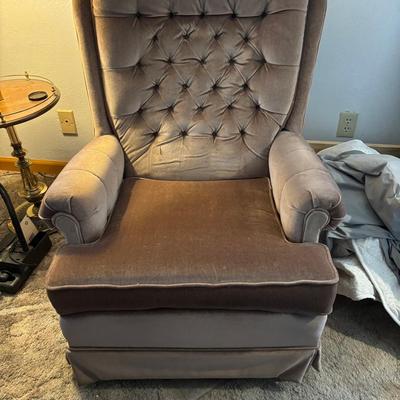 Beige Velvet Recliner 