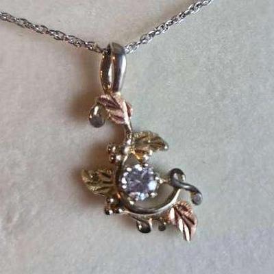 Sterling & 12K Gold Zirconia Diamond Necklace 