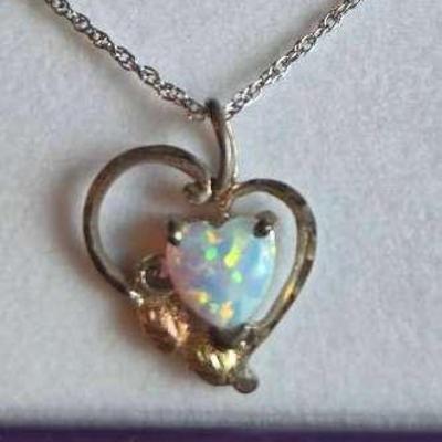 Sterling & 14K Gold Opal Necklace 