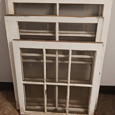 (4) White Painted Wooden Windows