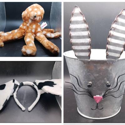 Octopus Stuffed Animal, Bunny Basket & Animal Ears Headband