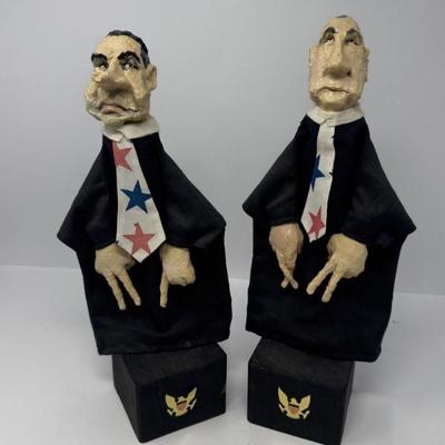 President VP Vintage Puppets -Signed with Stands