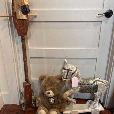 Antique Victorian Horse Stick, Vintage Bear, Horse Decor
