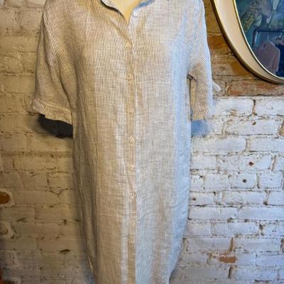 Crown Linen Striped Day Dress