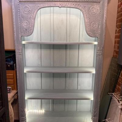 Light Blue Intricate Detail wood Book case 