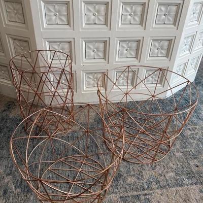 Rose Gold Wire Baskets (3)
