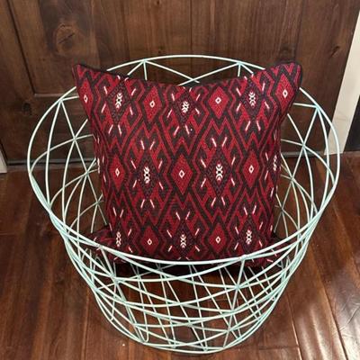 Aqua Wire Basket with Turkish Pillow
