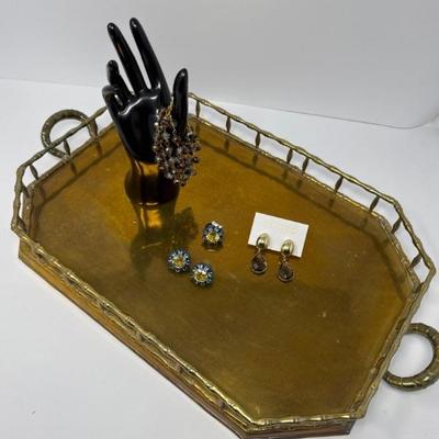Chic jewelry and gold tray