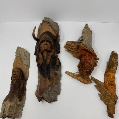 Hand Carved Wood Figurines (4)