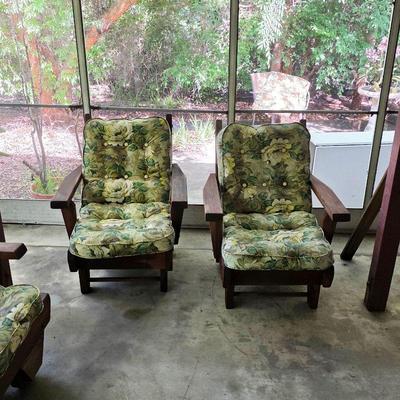 Vintage mid century redwood patio furniture
