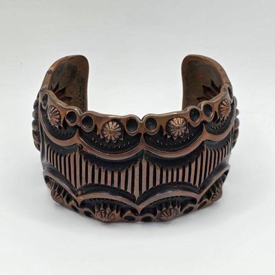 Vintage Native American copper cuff bracelet Emerson Bill