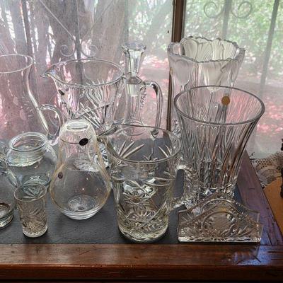 Vintage crystal vases and decanter
